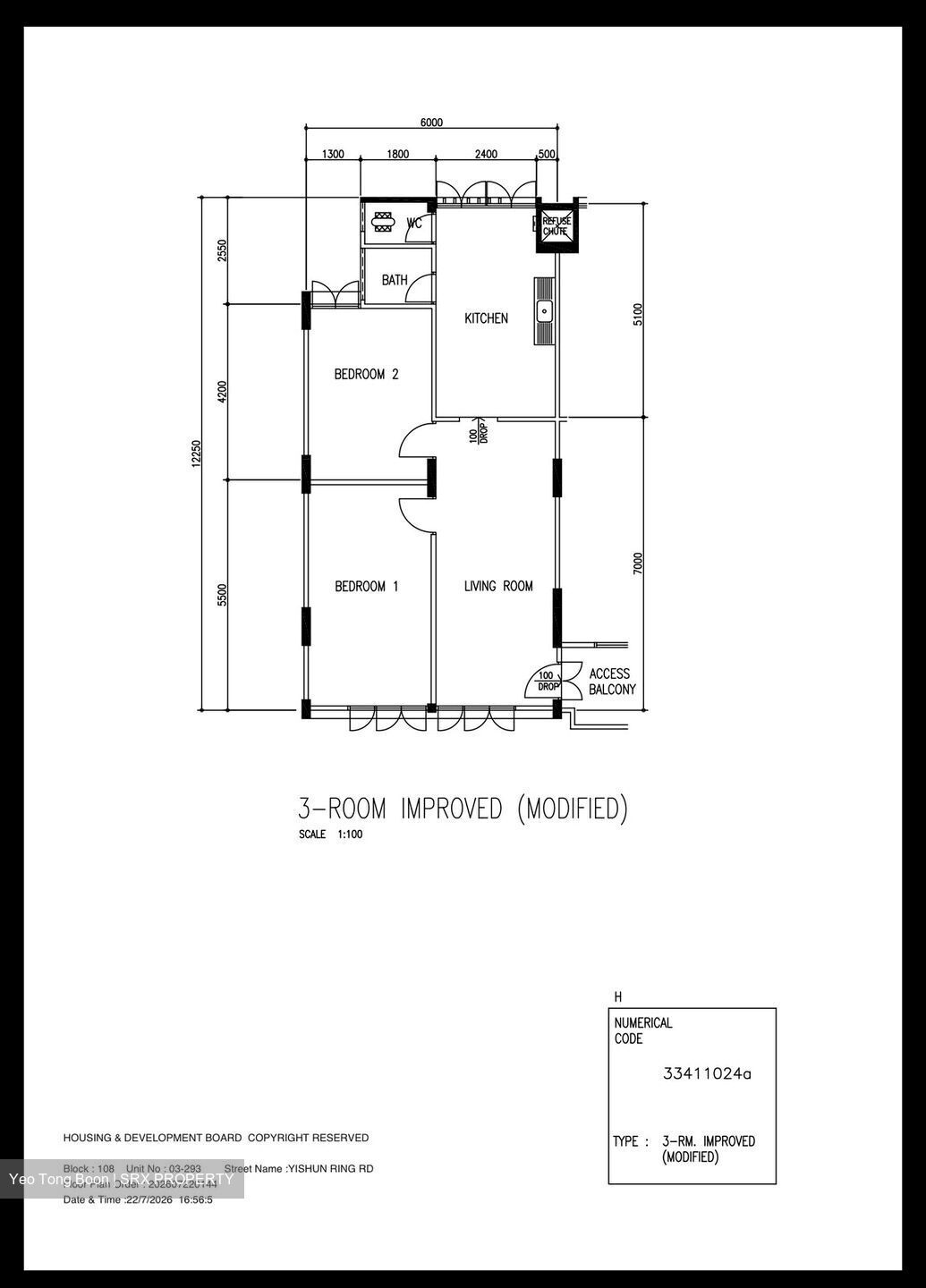 Blk 108 Yishun Ring Road (Yishun), HDB 3 Rooms #589366761